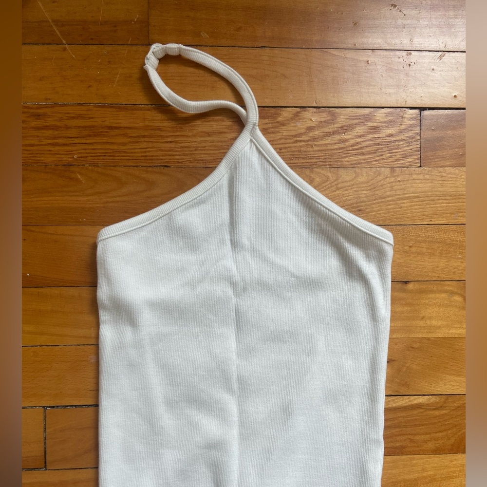 American Eagle Outfitters White Asymmetrical Backless Tank Top